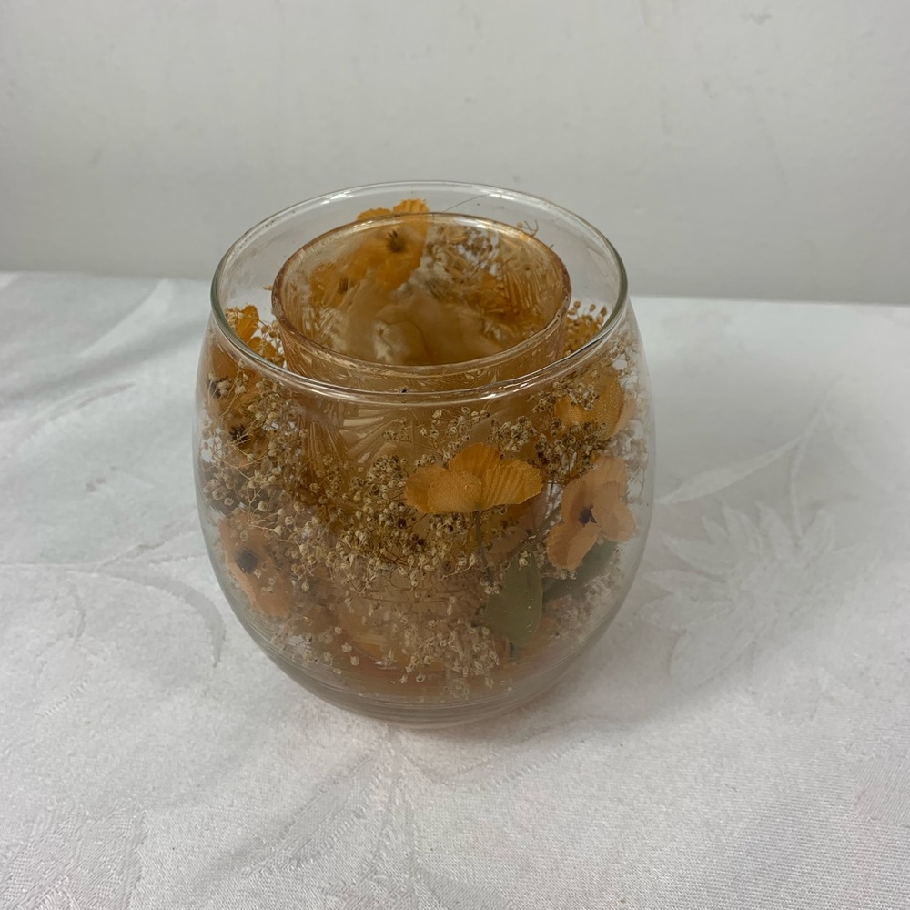 Vintage Mid century modern dried flower candle holder